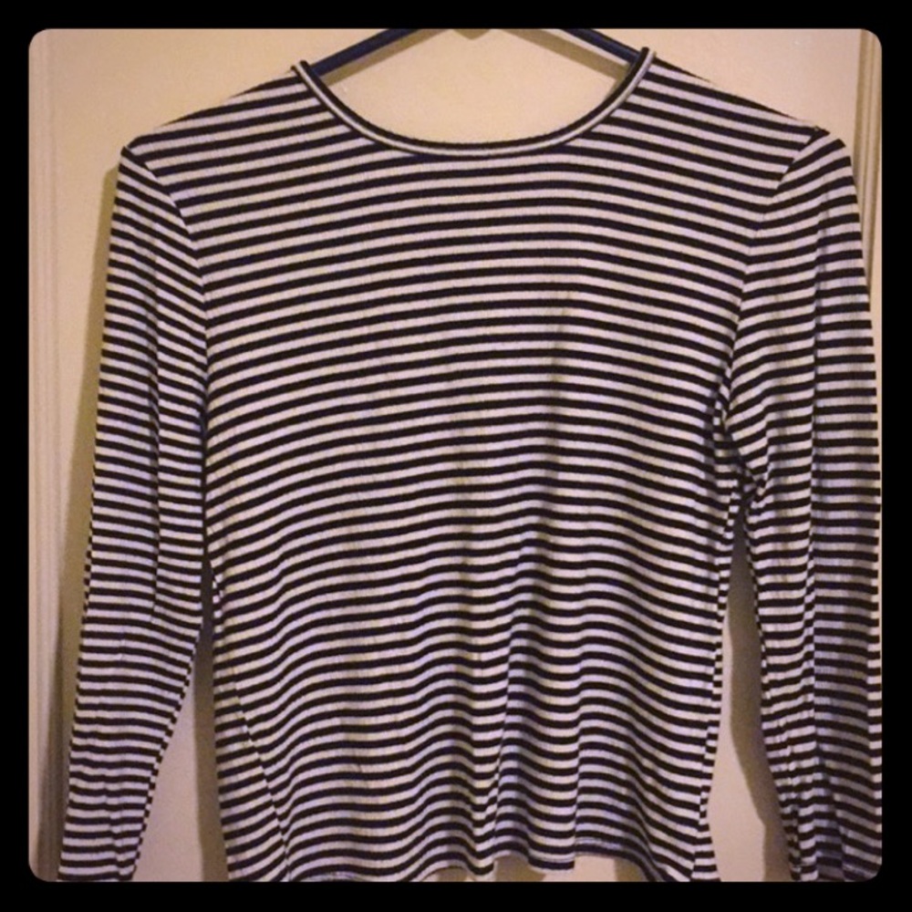 F21 Stripped Slit Back Shirt